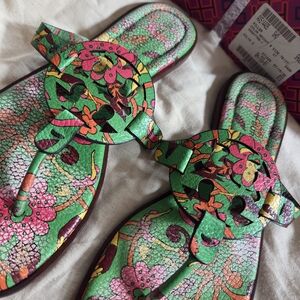 Tory Burch Women's Green Floral Sandals